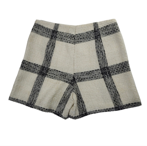 Zara Basics High-Rise Striped  Tweed Shorts  Women's Size S  Casual Side-Zip - Picture 3 of 11